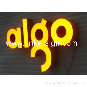 wall hang outdoor yellow acrylic face sign stainless steel 3d alphabet letter